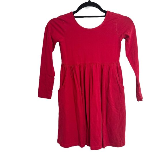 Hanna Andersson Girls Red Long Sleeve Dress Size 6-7 - Picture 1 of 7